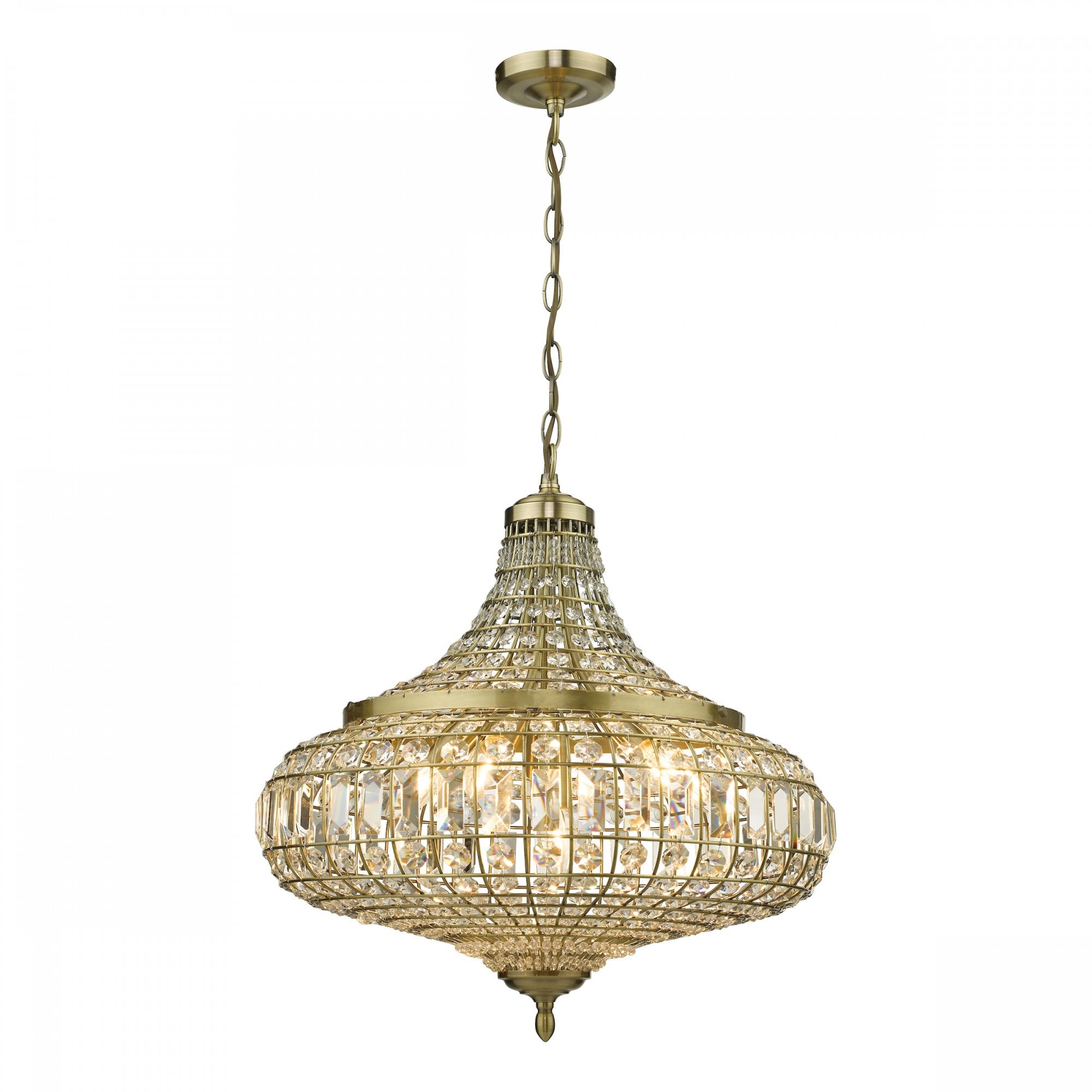 Asmara Stunning 6 Light Ceiling Pendant In Antique Brass With Crystal Detail ASM0675