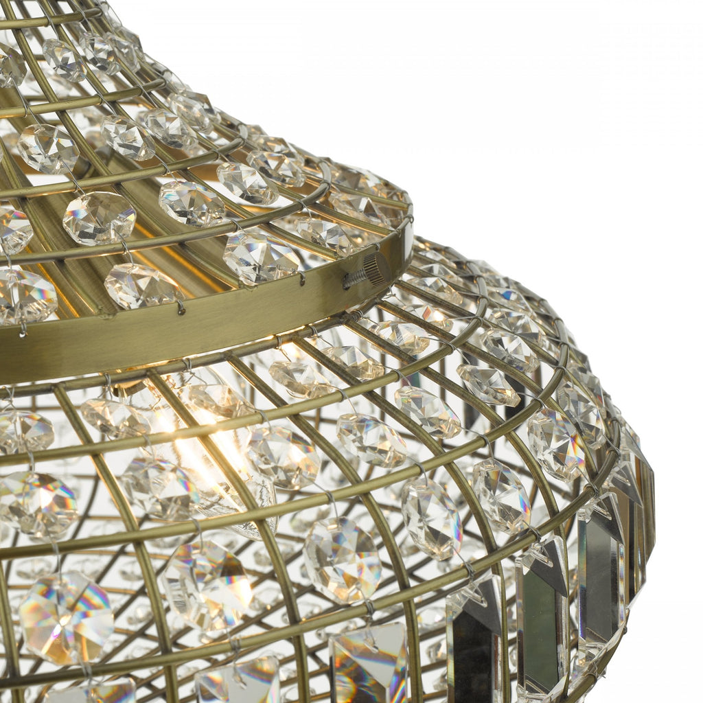 Asmara Stunning 6 Light Ceiling Pendant In Antique Brass With Crystal Detail ASM0675