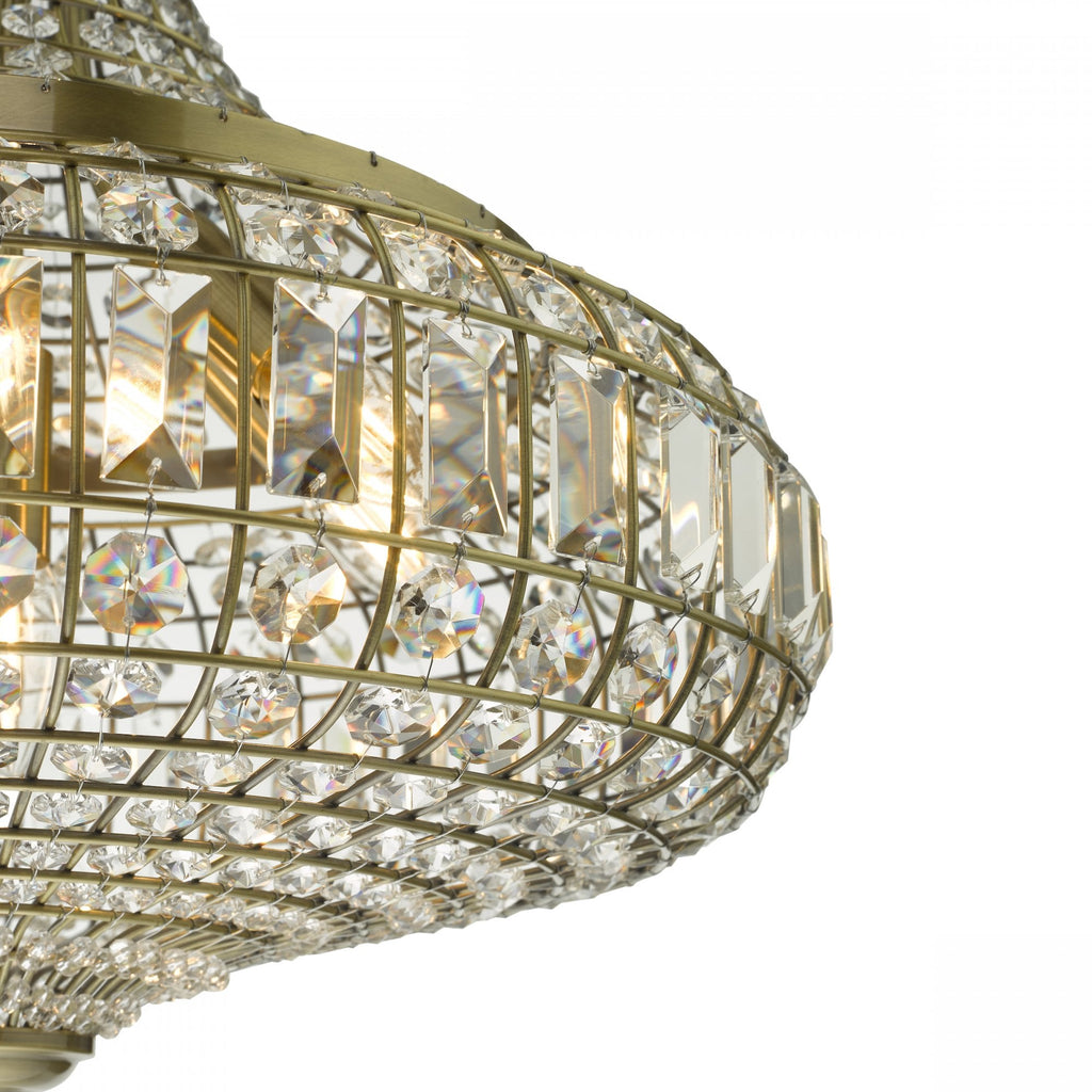 Asmara Stunning 6 Light Ceiling Pendant In Antique Brass With Crystal Detail ASM0675