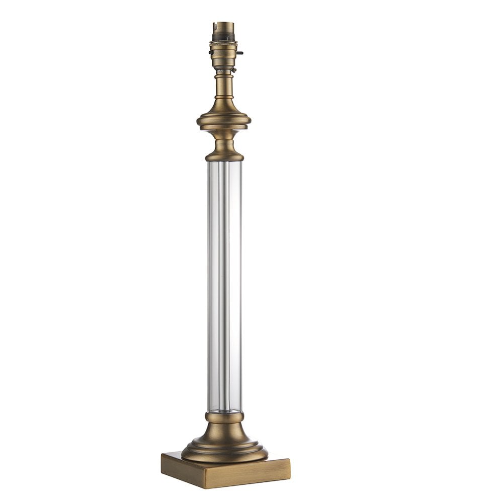 Avebury Classic Glass Column Table Lamp Base In Antique Brass Finish 94350