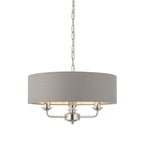 Highclere Classic 3 Light Ceiling Pendant In Bright Nickel With Charcoal Shade 94377