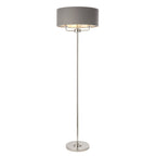 Highclere Classic 3 Light Floor Lamp In Bright Nickel With Charcoal Shade 94378