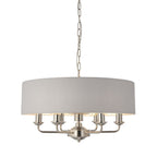 Highclere Classic 6 Light Ceiling Pendant In Bright Nickel And Silver Shade 94392