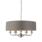Highclere Classic 6 Light Ceiling Pendant In Bright Nickel And Charcoal Shade 94397