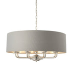 Highclere Classic 8 Light Ceiling Pendant In Bright Nickel And Charcoal Shade 94415