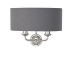 Highclere Traditional Twin Wall Light In Bright Nickel With Charcoal Shade 94406