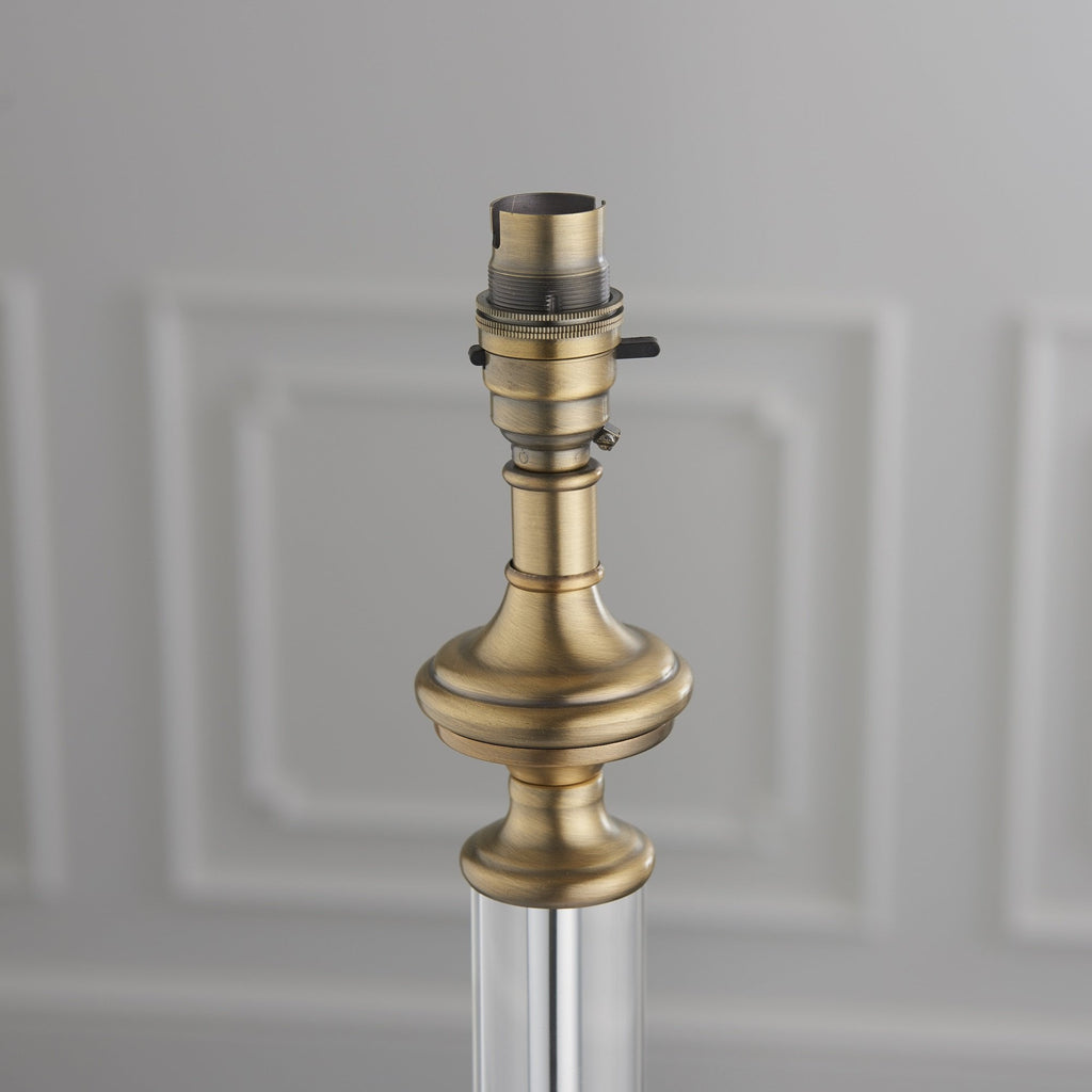Avebury Classic Glass Column Table Lamp Base In Antique Brass Finish 94350