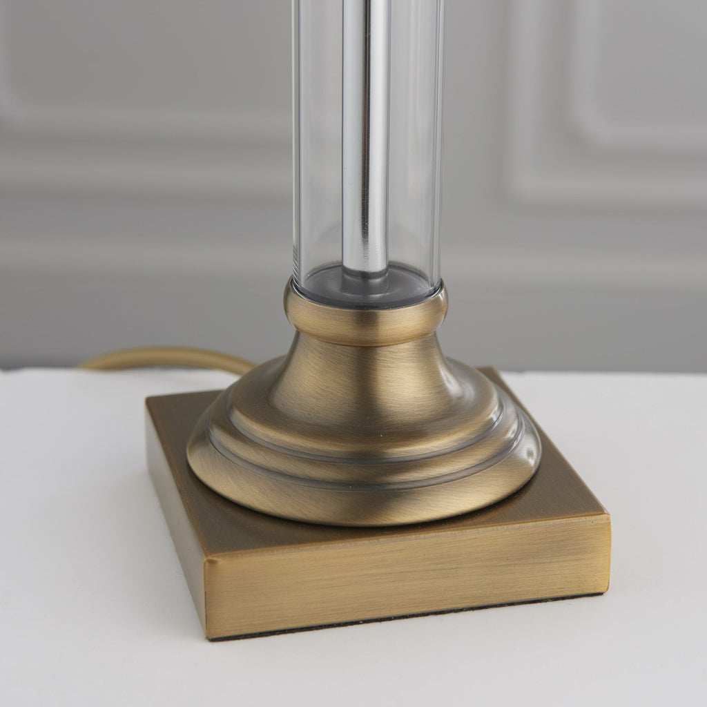 Avebury Classic Glass Column Table Lamp Base In Antique Brass Finish 94350