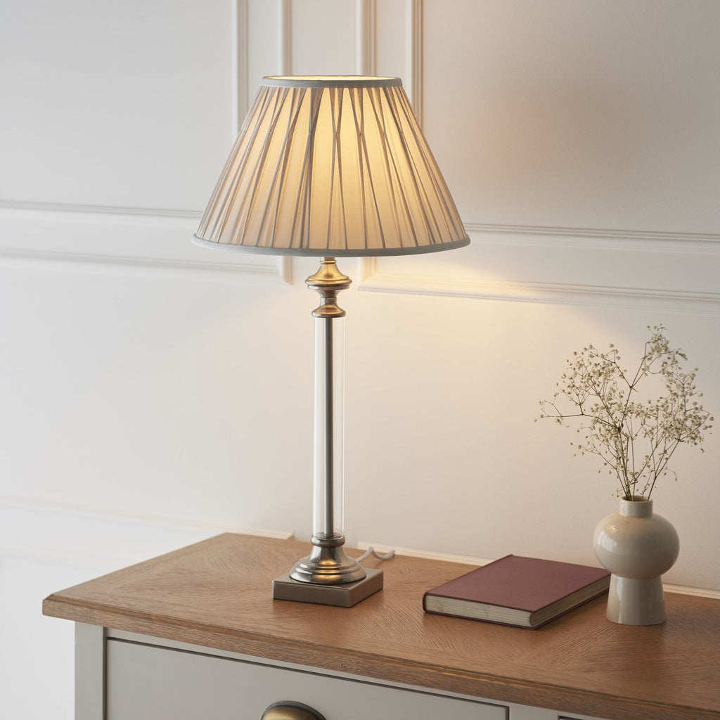 Avebury Classic Glass Column Table Lamp Base In Antique Brass Finish 94350