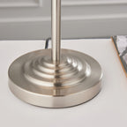Highclere Traditional 3 Light Table Lamp In Brushed Chrome With Natural Shade 94369