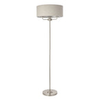 Highclere Classic 3 Light Floor Lamp In Brushed Chrome With Natural Shade 94359