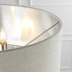 Highclere Classic 3 Light Floor Lamp In Brushed Chrome With Natural Shade 94359