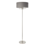 Highclere Classic 3 Light Floor Lamp In Bright Nickel With Charcoal Shade 94378