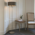 Highclere Classic 3 Light Floor Lamp In Bright Nickel With Charcoal Shade 94378