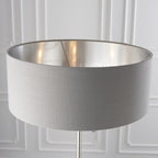 Highclere Classic 3 Light Floor Lamp In Bright Nickel With Charcoal Shade 94378