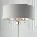 Highclere Classic 3 Light Floor Lamp In Bright Nickel With Charcoal Shade 94378