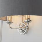 Highclere Traditional Twin Wall Light In Bright Nickel With Charcoal Shade 94406