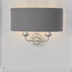 Highclere Traditional Twin Wall Light In Bright Nickel With Charcoal Shade 94406