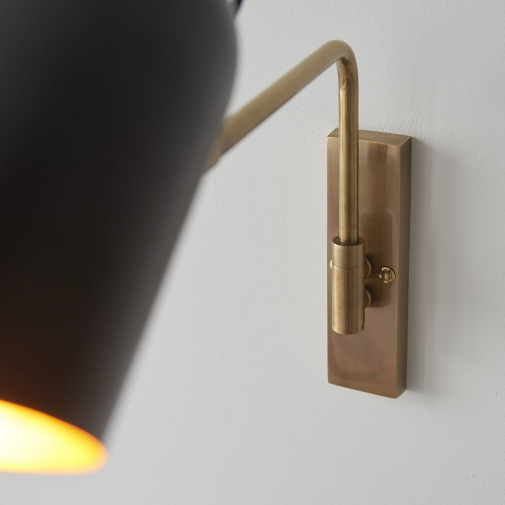 Navren Modern Swing Arm Wall Light In Antique Solid Brass Finish 93145