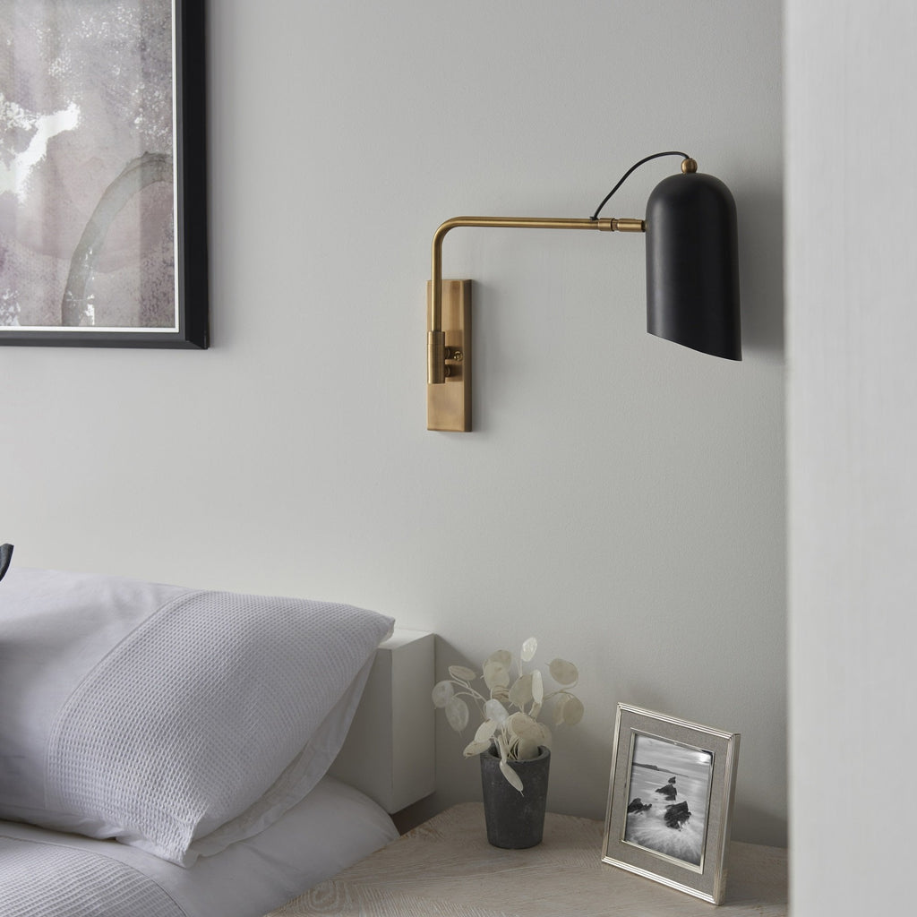 Navren Modern Swing Arm Wall Light In Antique Solid Brass Finish 93145