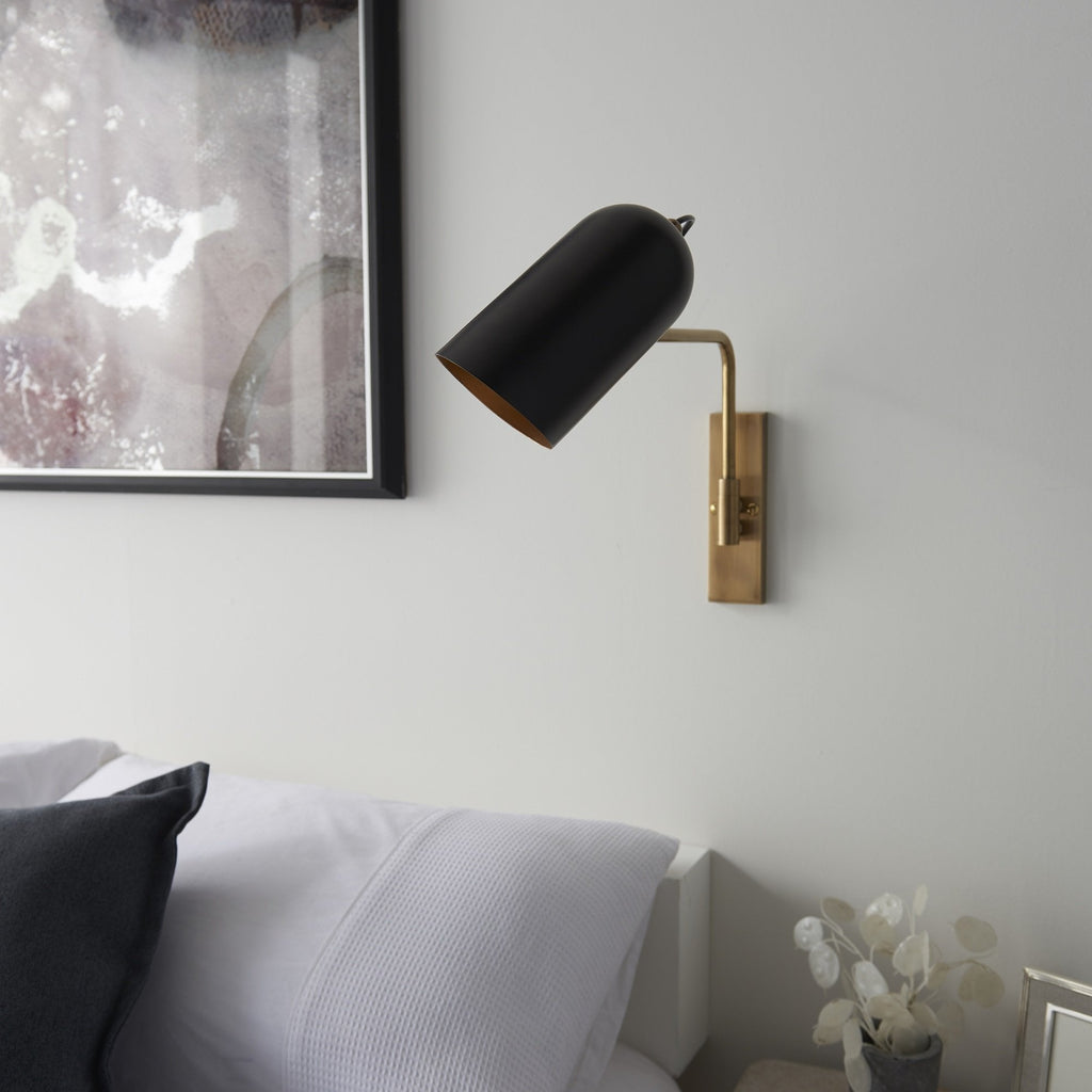 Navren Modern Swing Arm Wall Light In Antique Solid Brass Finish 93145