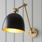 Lehal Modern Swing Arm Wall Light In Antique Solid Brass Finish 93142