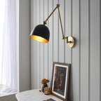 Lehal Modern Swing Arm Wall Light In Antique Solid Brass Finish 93142