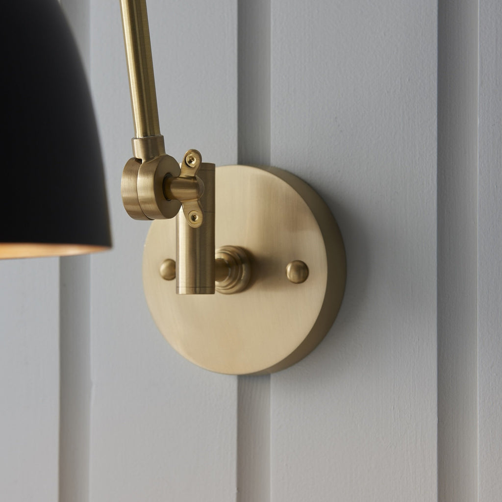 Lehal Modern Swing Arm Wall Light In Antique Solid Brass Finish 93142