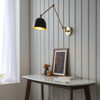 Lehal Modern Swing Arm Wall Light In Antique Solid Brass Finish 93142