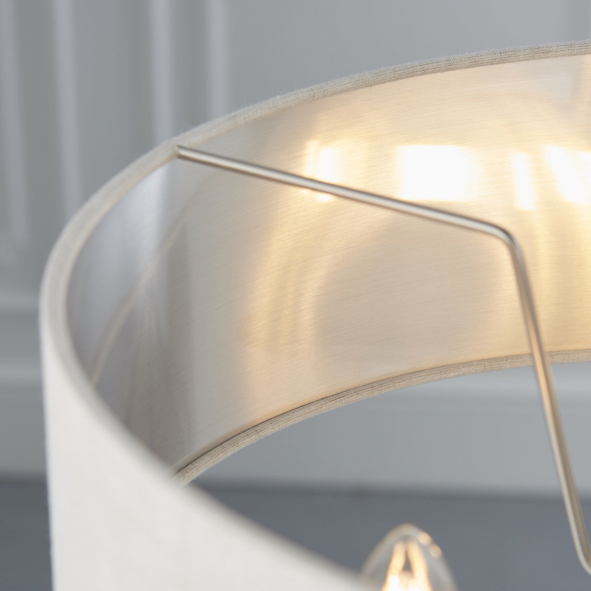 Highclere Classic 3 Light Ceiling Pendant In Brushed Chrome With Natural Shade 94361