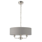 Highclere Classic 3 Light Ceiling Pendant In Bright Nickel With Charcoal Shade 94377
