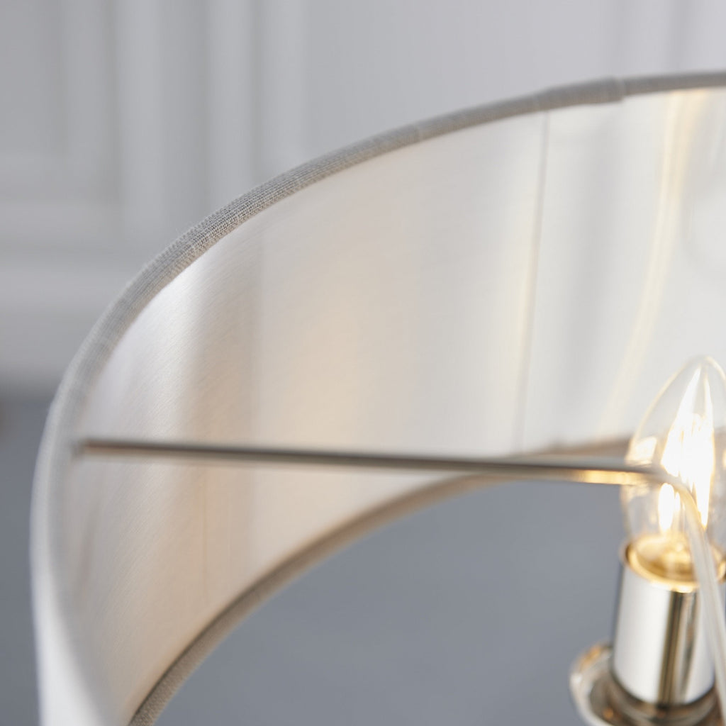 Highclere Classic 3 Light Ceiling Pendant In Bright Nickel With Charcoal Shade 94377