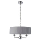 Highclere Classic 3 Light Ceiling Pendant In Bright Nickel And Charcoal Silk Shade 94394