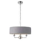 Highclere Classic 3 Light Ceiling Pendant In Bright Nickel And Charcoal Silk Shade 94394