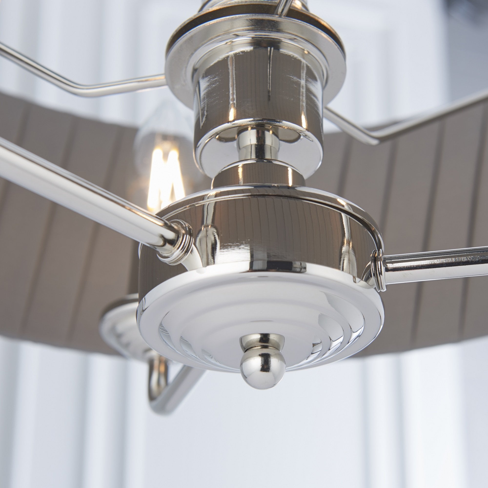 Highclere Classic 3 Light Ceiling Pendant In Bright Nickel And Charcoal Silk Shade 94394