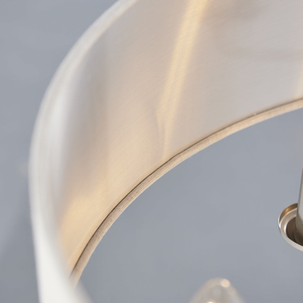 Highclere Classic 6 Light Ceiling Pendant In Brushed Chrome And Natural Shade 94357