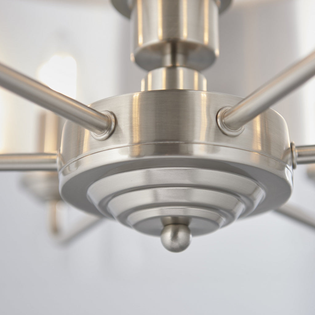 Highclere Classic 6 Light Ceiling Pendant In Brushed Chrome And Natural Shade 94357