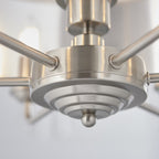 Highclere Classic 6 Light Ceiling Pendant In Brushed Chrome And Natural Shade 94357