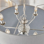 Highclere Classic 6 Light Ceiling Pendant In Bright Nickel And Charcoal Shade 94373