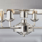Highclere Classic 6 Light Ceiling Pendant In Bright Nickel And Charcoal Shade 94373