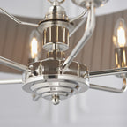 Highclere Classic 6 Light Ceiling Pendant In Bright Nickel And Charcoal Shade 94397