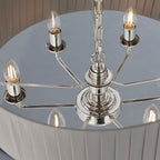 Highclere Classic 6 Light Ceiling Pendant In Bright Nickel And Charcoal Shade 94397