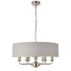 Highclere Classic 6 Light Ceiling Pendant In Bright Nickel And Silver Shade 94392