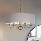 Highclere Classic 6 Light Ceiling Pendant In Bright Nickel And Silver Shade 94392