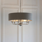Highclere Classic 8 Light Ceiling Pendant In Bright Nickel And Charcoal Shade 94415