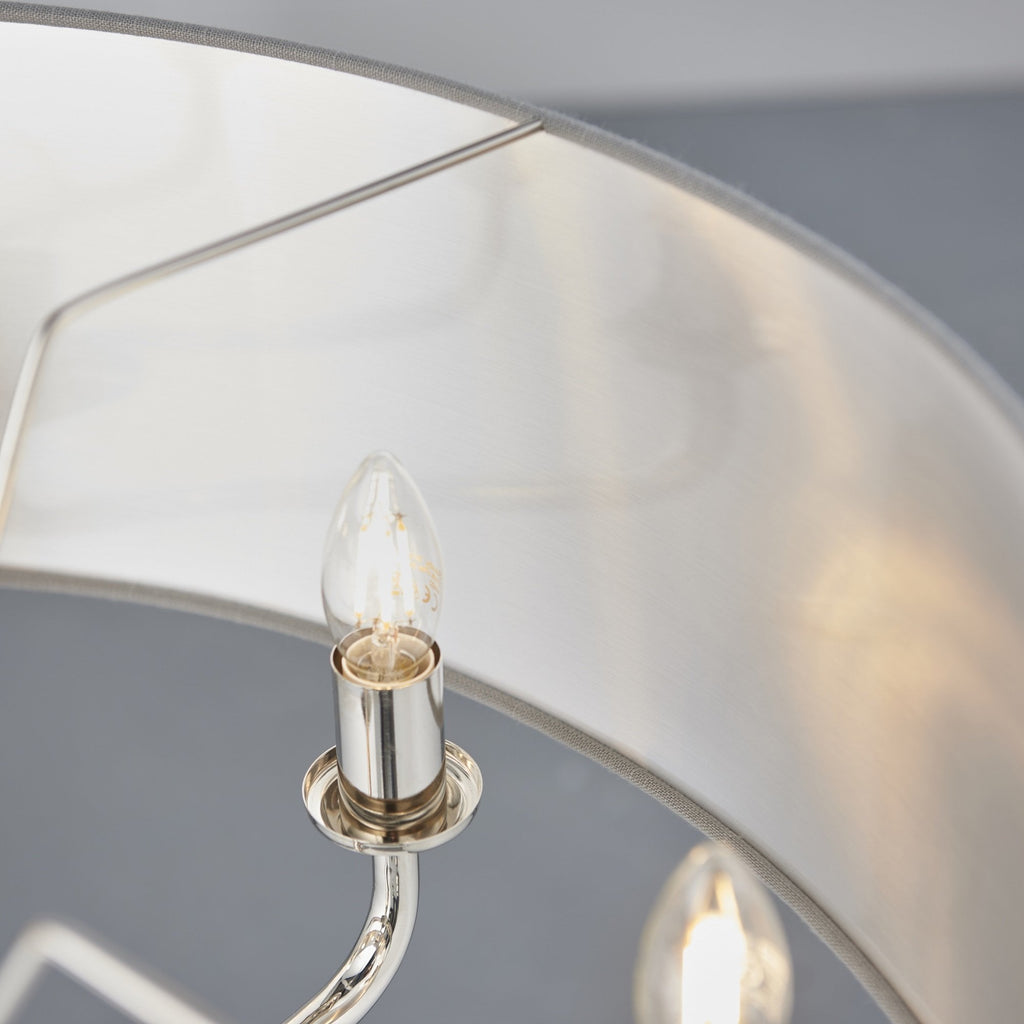 Highclere Classic 8 Light Ceiling Pendant In Bright Nickel And Charcoal Shade 94415