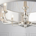 Highclere Classic 8 Light Ceiling Pendant In Bright Nickel And Charcoal Shade 94415