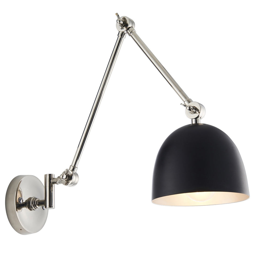 Lehal Modern Swing Arm Wall Light In Polished Nickel And Matt Black Finish 93431
