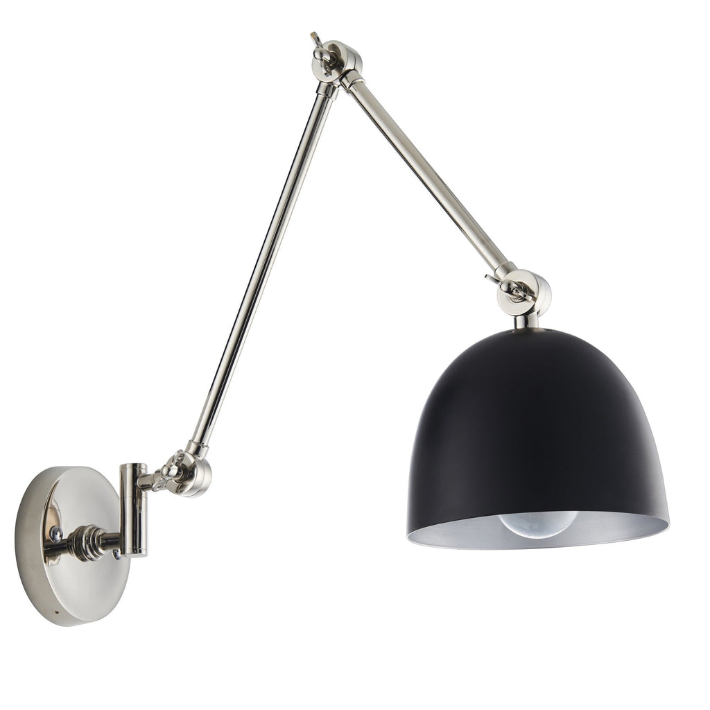 Lehal Modern Swing Arm Wall Light In Polished Nickel And Matt Black Finish 93431