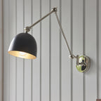 Lehal Modern Swing Arm Wall Light In Polished Nickel And Matt Black Finish 93431